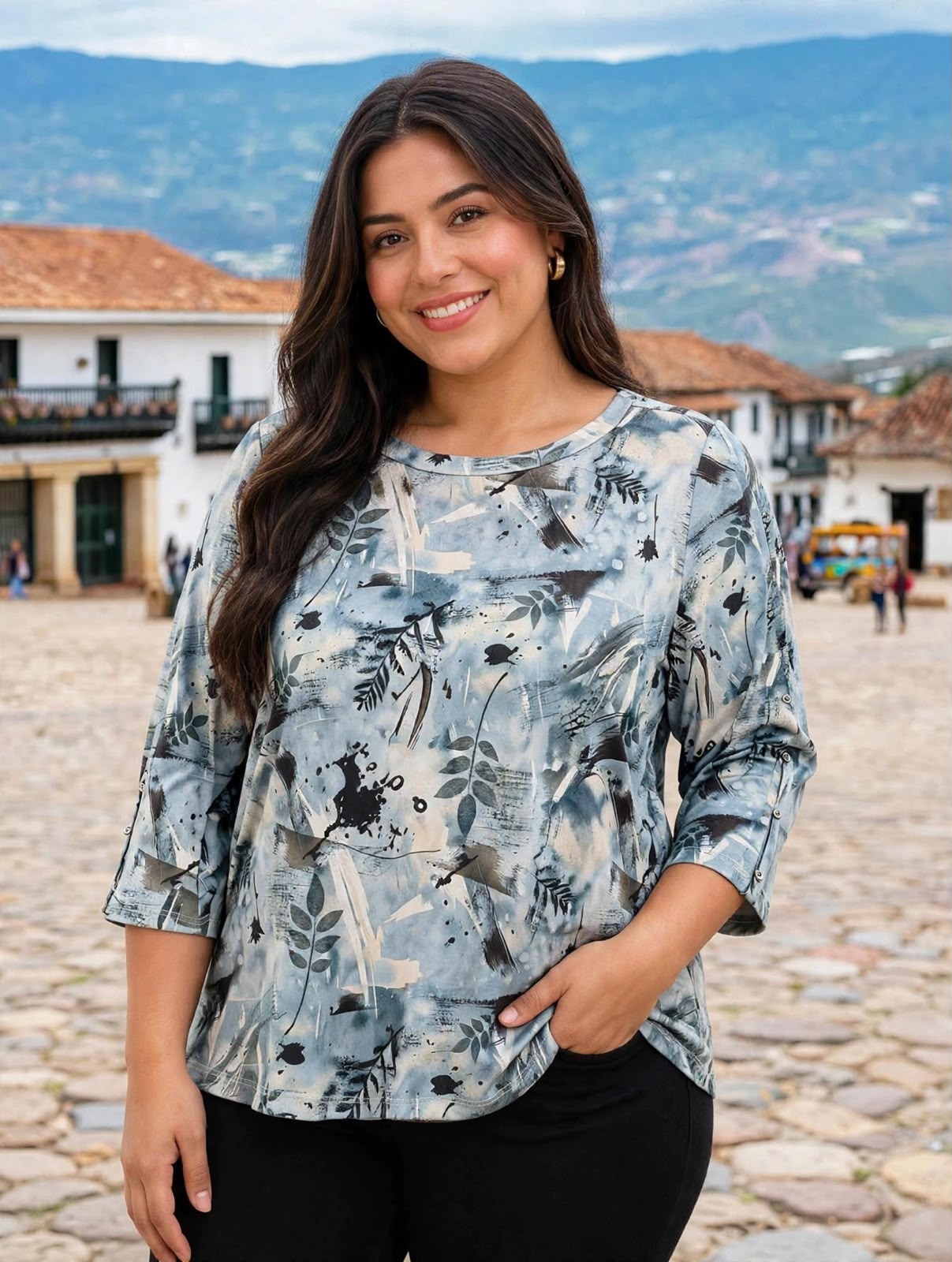 Blusa basica escote redondo con banda
