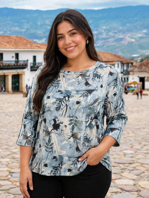 Blusa basica escote redondo con banda