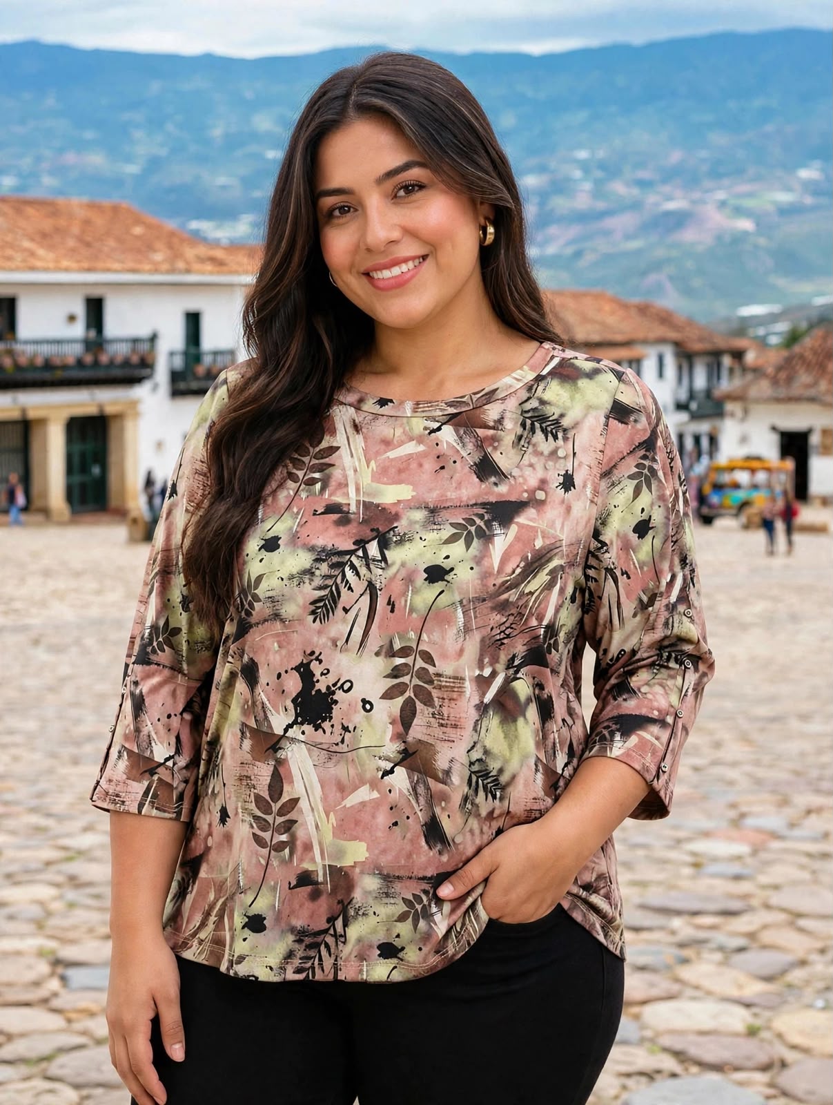 Blusa basica escote redondo con banda