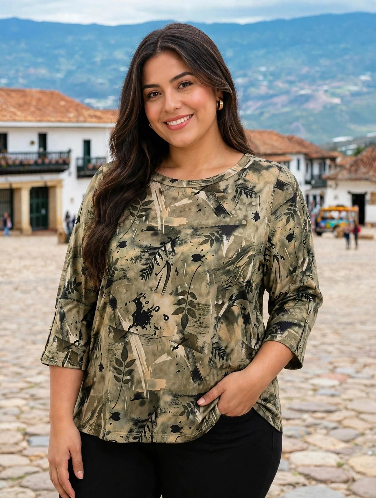 Blusa basica escote redondo con banda