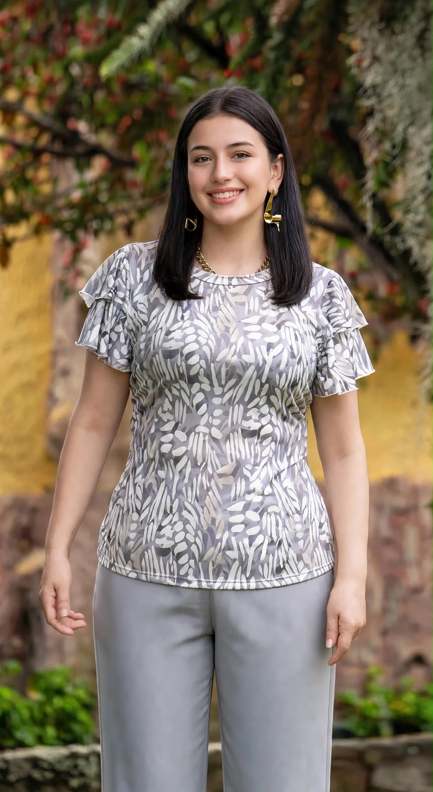 Blusa suelta escote redondo