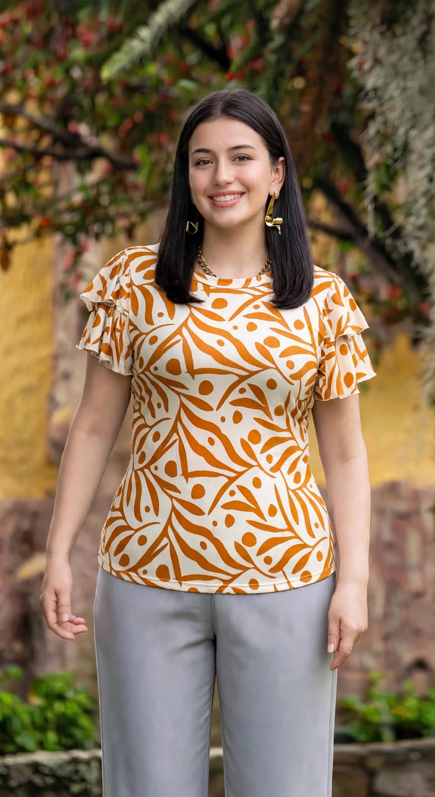 Blusa suelta escote redondo