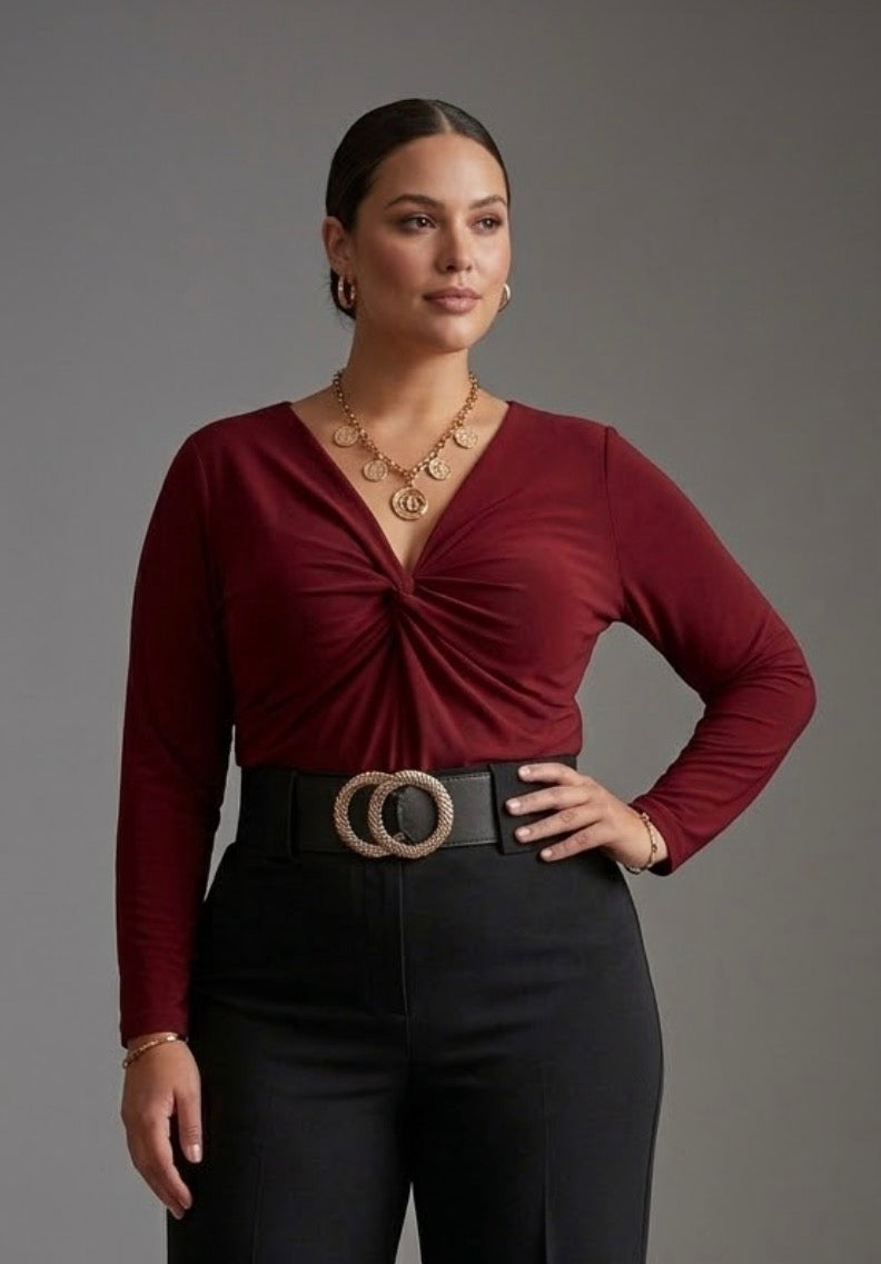 Blusa silueta ajustada manga larga