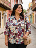 Blusa camisera con corte pechera cruzada
