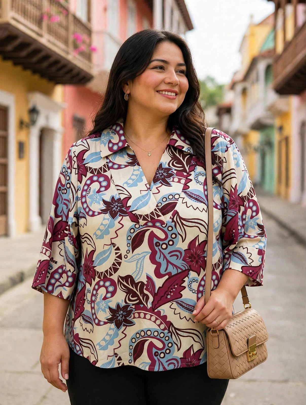 Blusa camisera con corte pechera cruzada