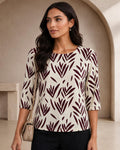 Blusa escote redondo, manga 3/4