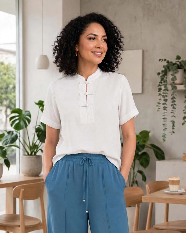 Blusa cuello nerú manga corta