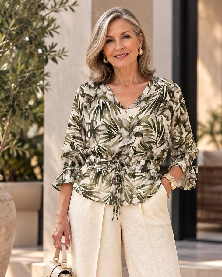Blusa delantero doble con escote en V