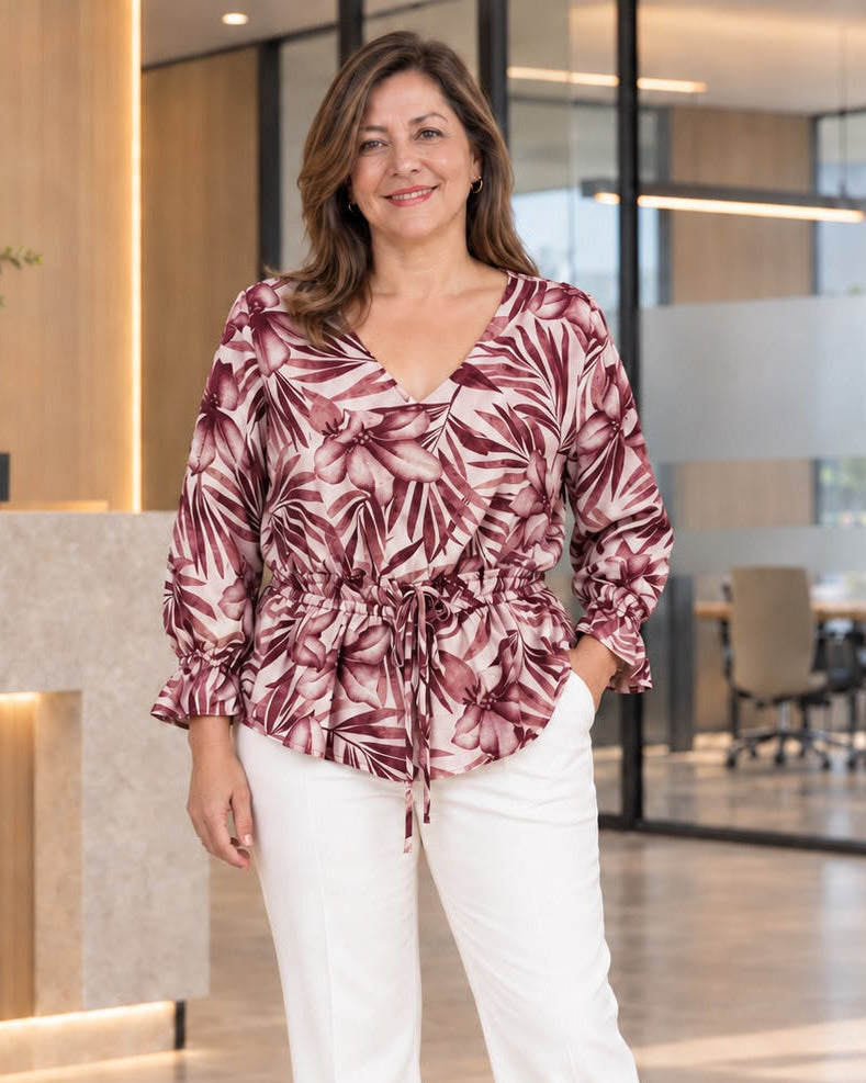Blusa delantero doble con escote en V