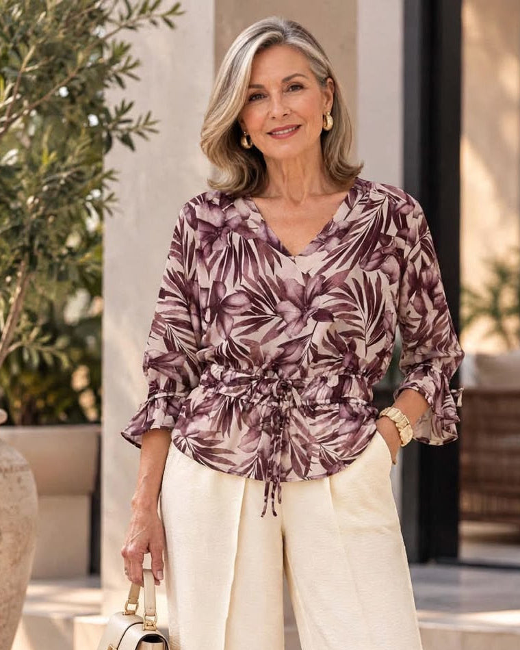 Blusa delantero doble con escote en V