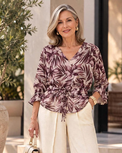 Blusa delantero doble con escote en V