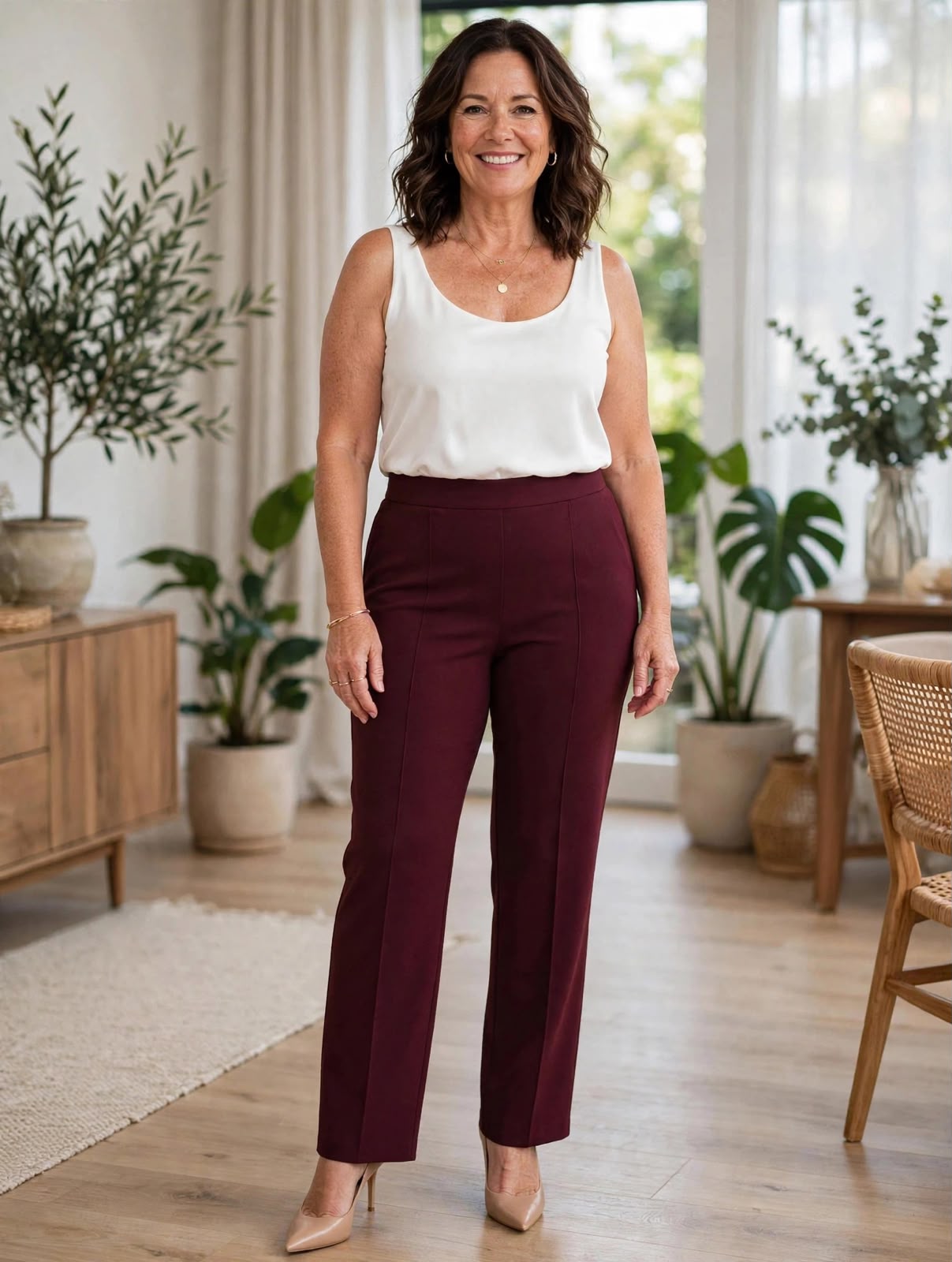 Pantalón bota recta con detalle vena