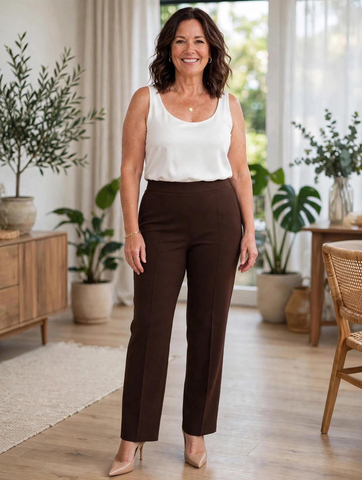 Pantalón bota recta con detalle vena