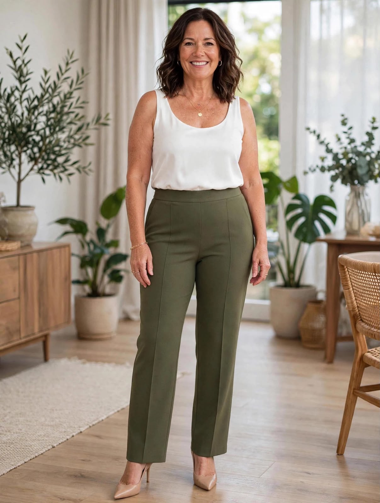 Pantalón bota recta con detalle vena