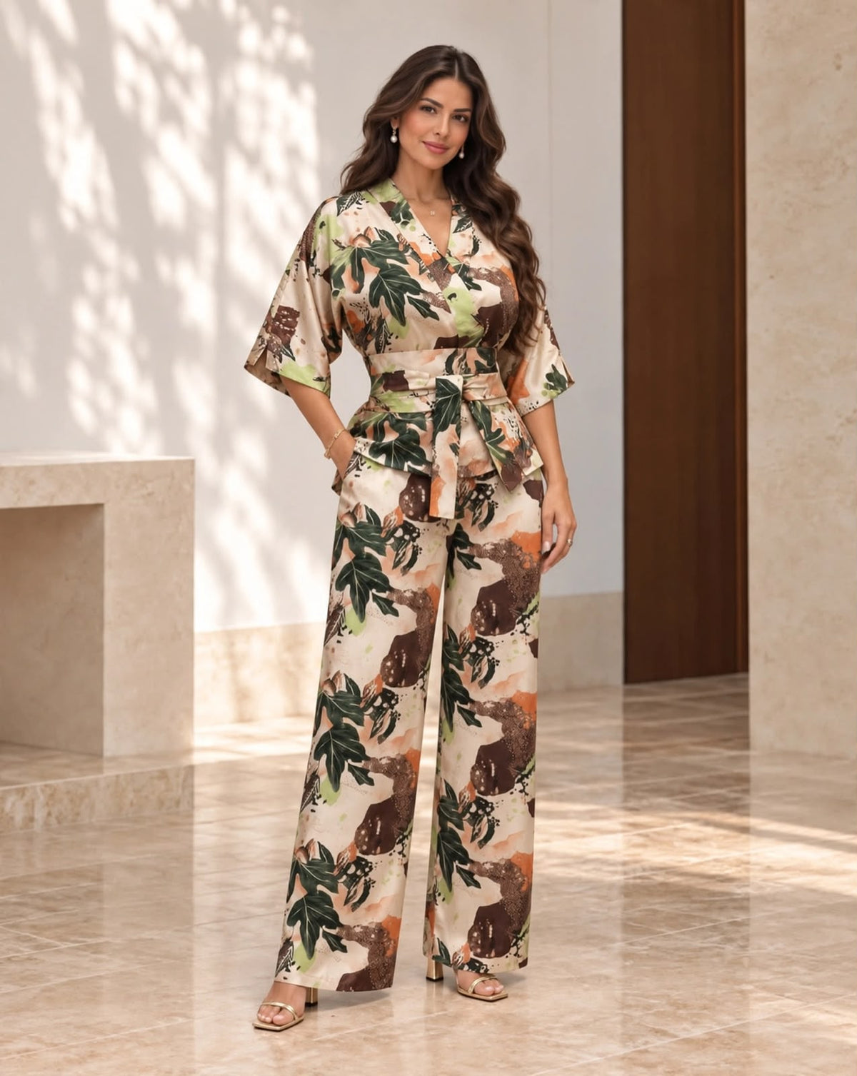Pantalón estampado con pliegue