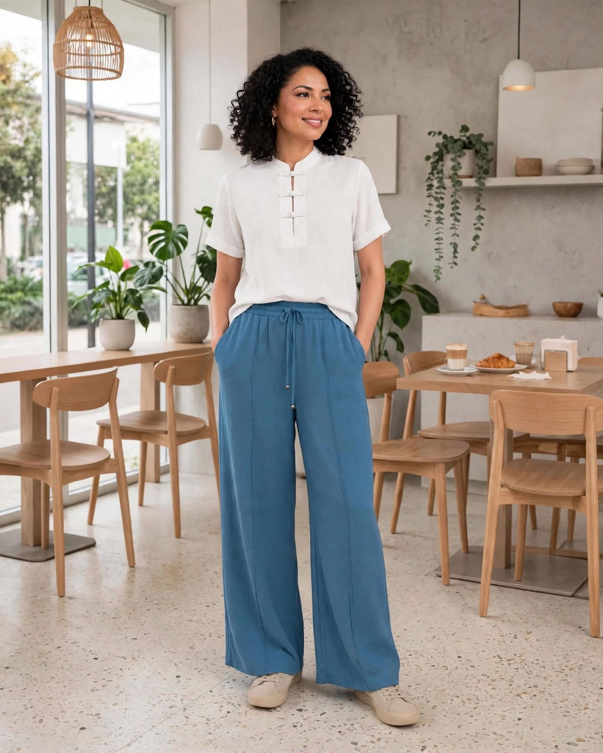 Pantalón recto con bolsillos