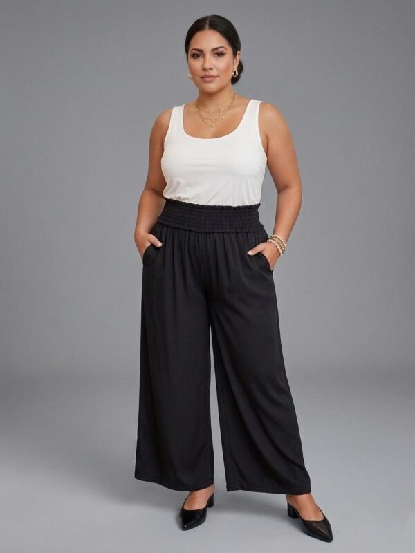 PANTALÓN CON PRETINA ENRESORTADA BOTA AMPLIA