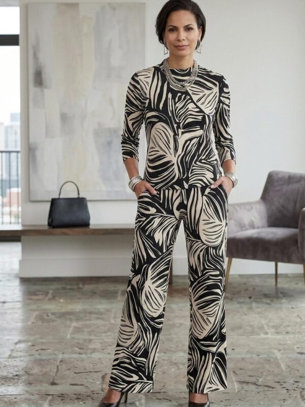 PANTALON ESTAMPADO TIRO ALTO C/PLIEGUES
