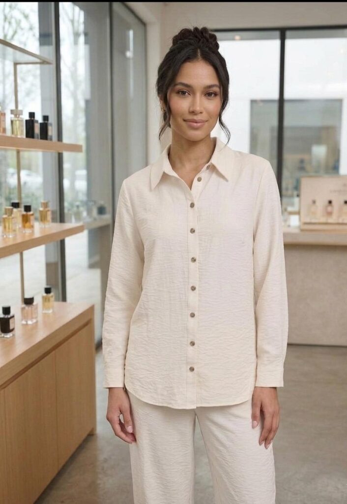BLUSA CAMISERA MANGA LARGA C/ABERTURA Y PUÑO FUNCIONAL